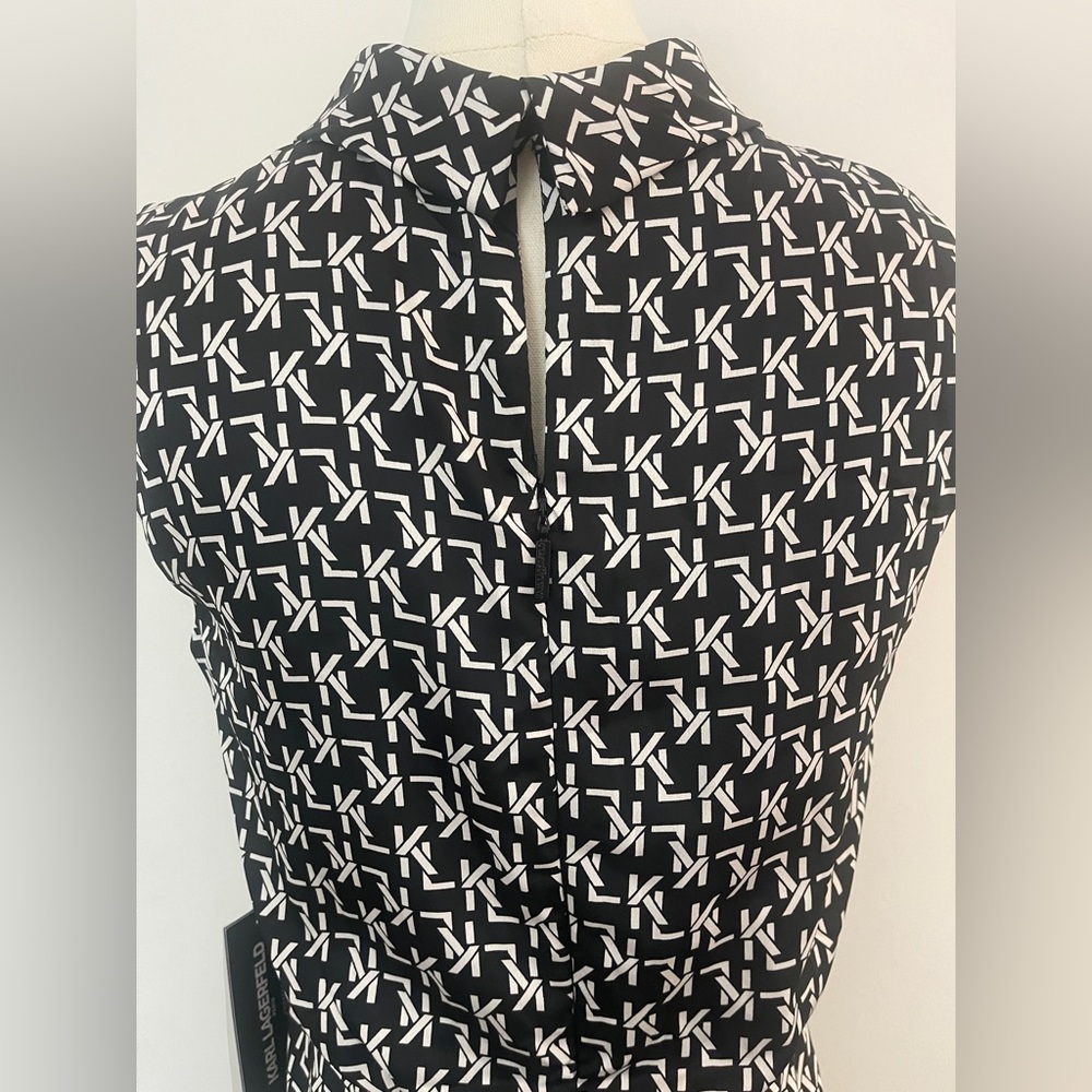 KARL LAGERFELD Paris Women's Black White Sleeveless High-Low Maxi Dress Size 4 - Picture 12 of 15